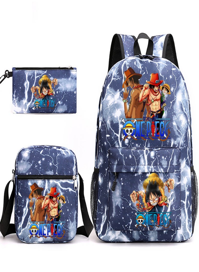 One Piece Children Backpack Schoolbag Teen Student School Book bag with Lunch Box Pen Case 3 in 1 for Kids
