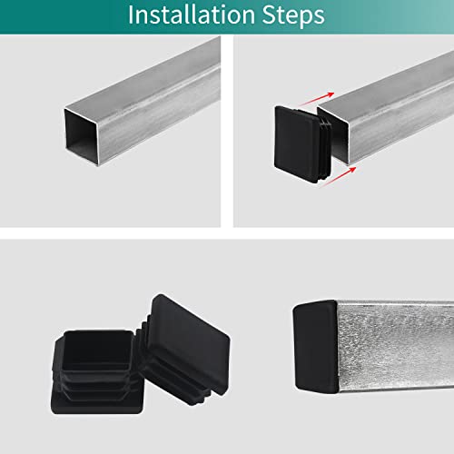 FiveEyes 2" 2x2 Square Tubing Plastic Plug,2 Inch End Cap (10 Pack) 2"x2" 2 Inch Square Tube End Cap Fence Post Pipe Cover Tubing Insert Chair Glide Finishing Plug - Image 4
