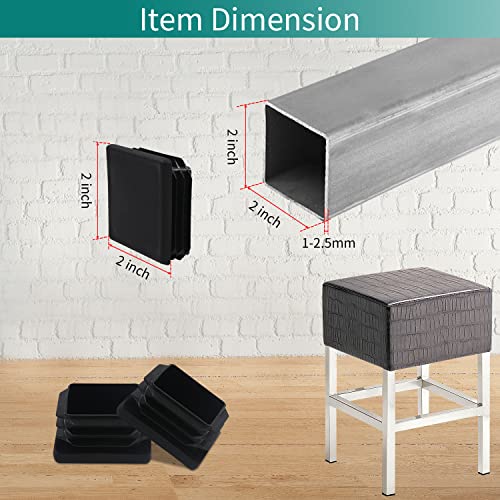 FiveEyes 2" 2x2 Square Tubing Plastic Plug,2 Inch End Cap (10 Pack) 2"x2" 2 Inch Square Tube End Cap Fence Post Pipe Cover Tubing Insert Chair Glide Finishing Plug - Image 2
