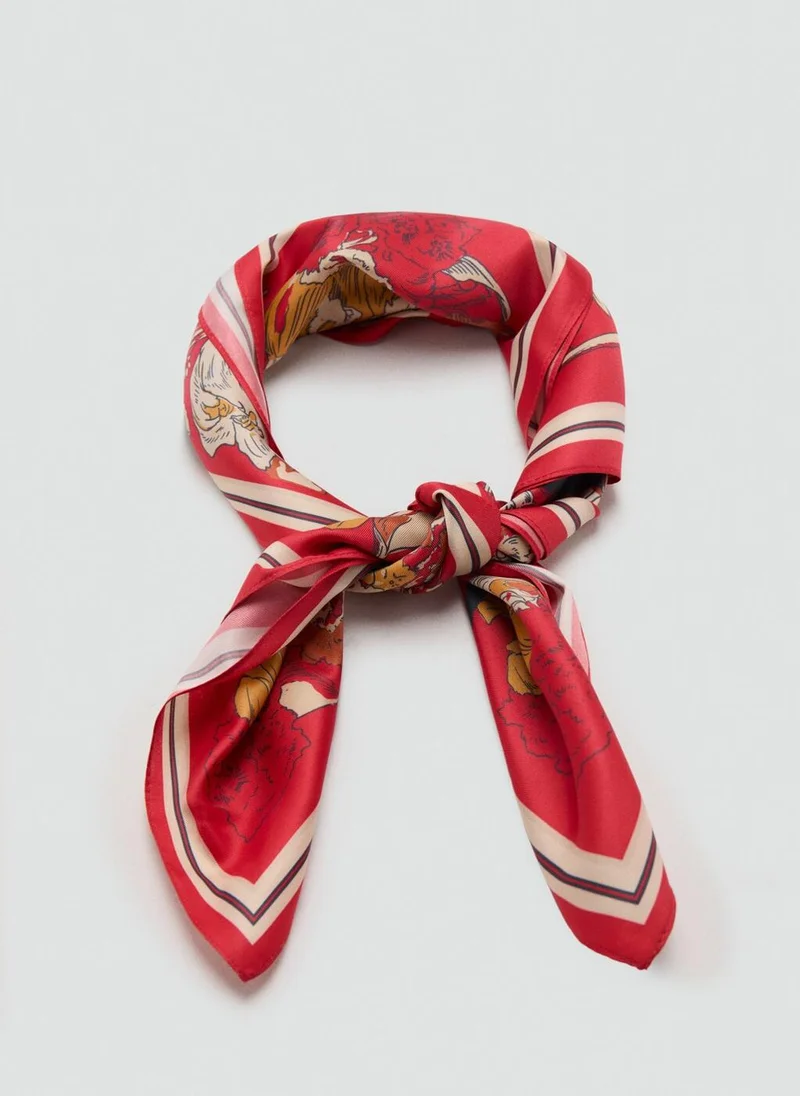 مانجو Floral satin scarf