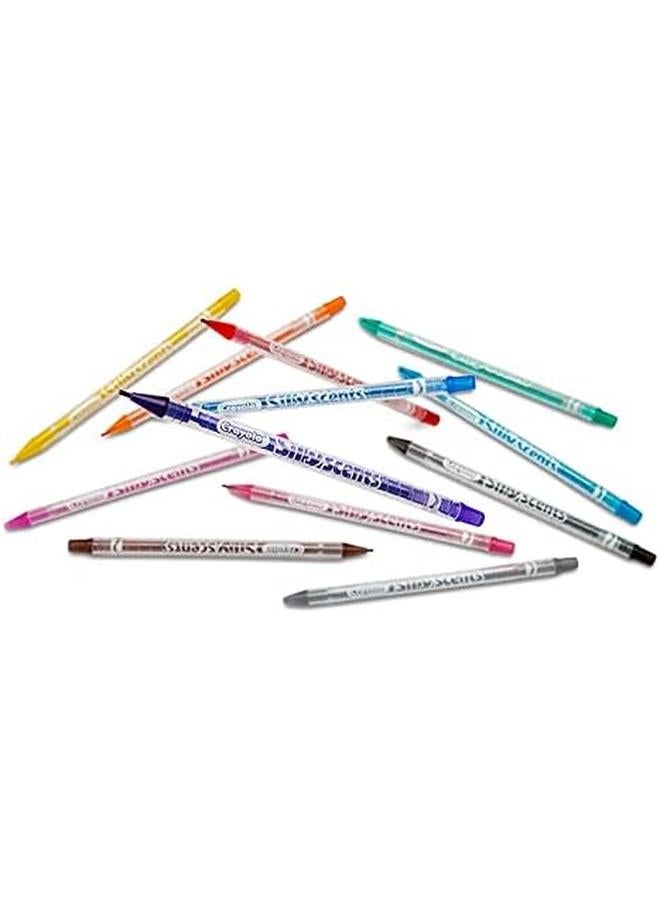 كرايولا أقلام تلوين برائحة سخيفة من Twistables، 12 قلم رصاص معطر غير سام، رائعة لكتب التلوين للبالغين أو الأطفال من سن 3 سنوات فما فوق، 12 لونًا كلاسيكيًا بروائح ممتعة مثل حلوى القطن والتفاح الأخضر - Image 2