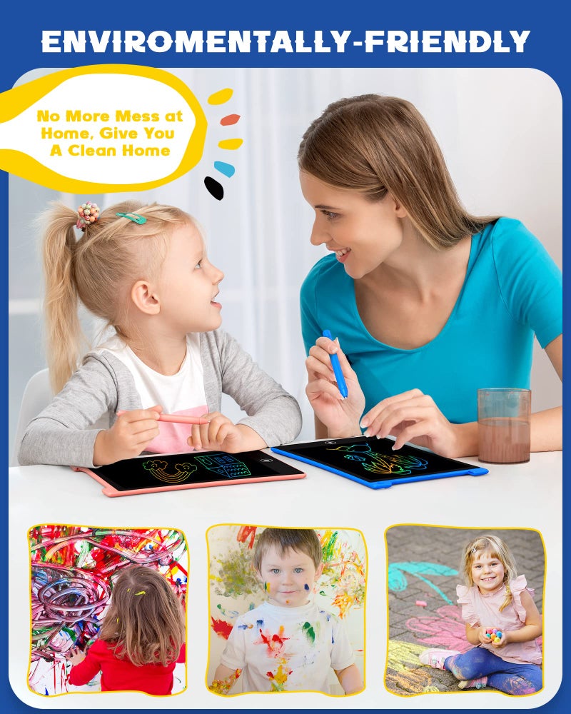 bravokids 2 Pack LCD Writing Tablet for Kids,10 inch Colorful Doodle Board Drawing Pad for Kids, Travel Toy Activity Game, Birthday Gifts for 3 4 5 6 Year Old Boys and Girls Toddlers - Image 3