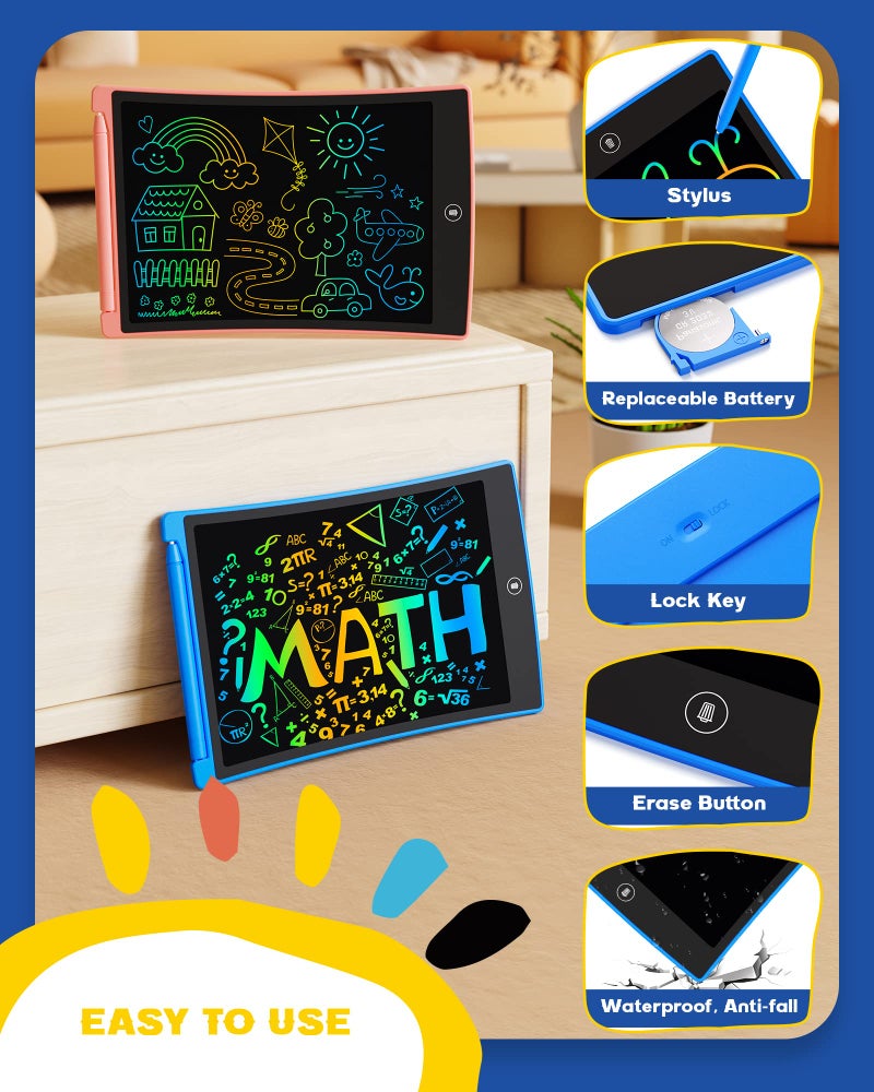 bravokids 2 Pack LCD Writing Tablet for Kids,10 inch Colorful Doodle Board Drawing Pad for Kids, Travel Toy Activity Game, Birthday Gifts for 3 4 5 6 Year Old Boys and Girls Toddlers - Image 5