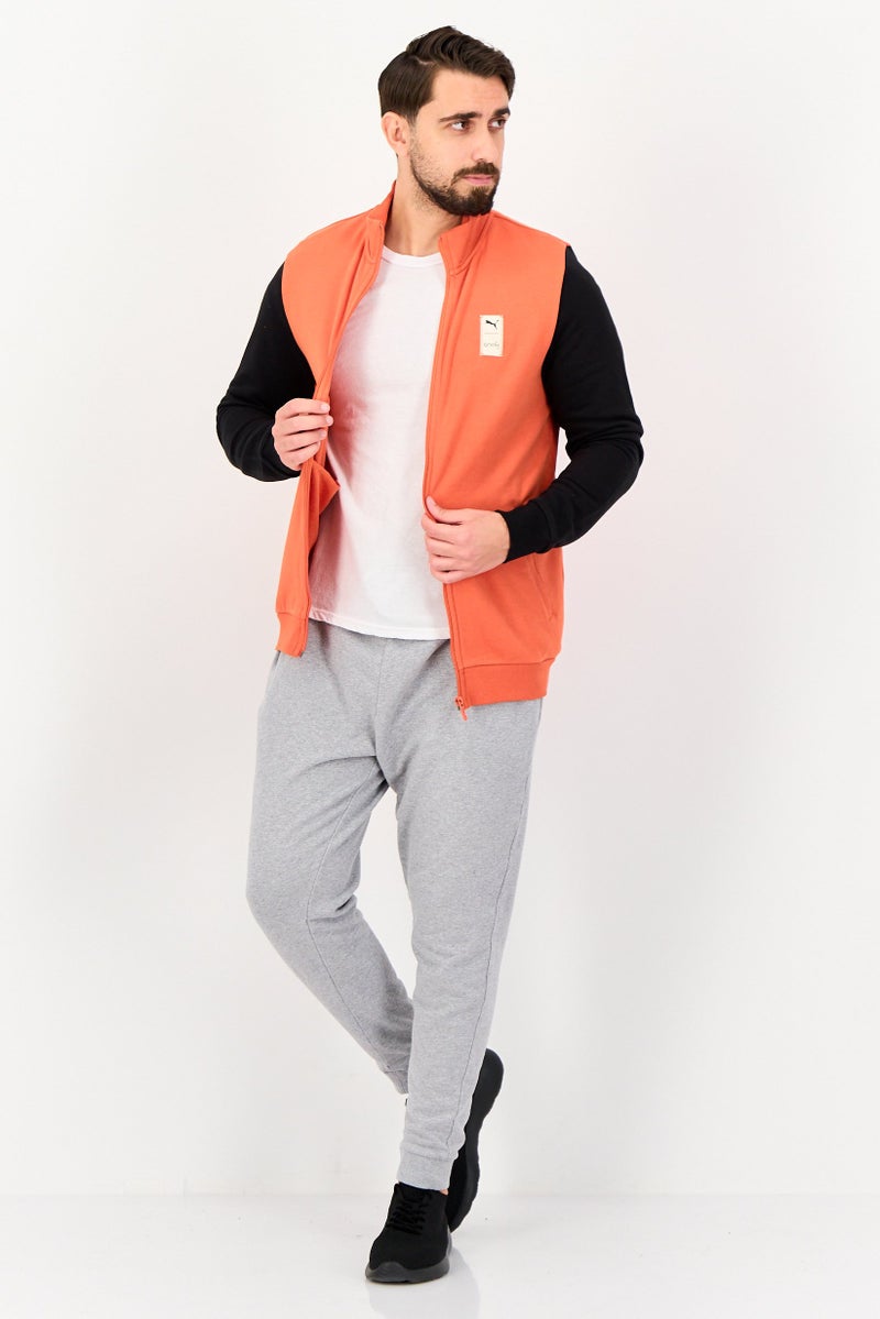 PUMA سويت شيرت رياضي للرجال بأكمام طويلة من One8، برتقالي - Image 3