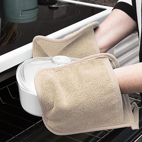 RITZ Terry Pocket Mitt & Hot Pad: Unparalleled Heat Resistant, Durable 100% Cotton – Ergonomically Designed for Optimal Grip – Easy-Care Machine Washable – 2-Pack, Latte - Image 2