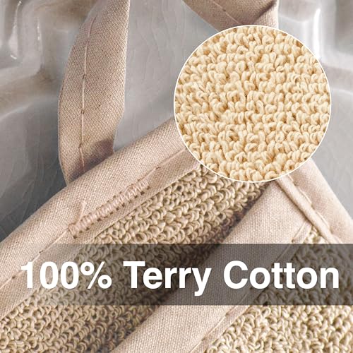 RITZ Terry Pocket Mitt & Hot Pad: Unparalleled Heat Resistant, Durable 100% Cotton – Ergonomically Designed for Optimal Grip – Easy-Care Machine Washable – 2-Pack, Latte - Image 3