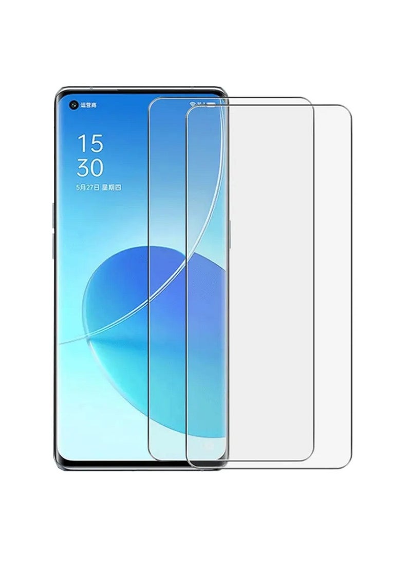 Super قطعتان من واقي الشاشة الزجاجي المقوى الشفاف المصمم لهاتف Oppo Reno6 Z مع تغطية كاملة للشاشة وخالية من الفقاعات - Image 1