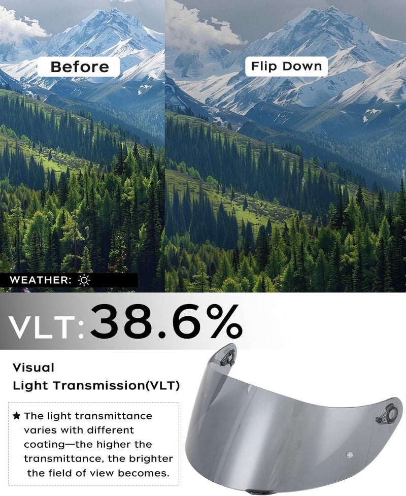 SOMAN K1 Helmet Visor Replacements, K1S Tinted Helmet Visor Compatible with K1 K1S K3SV K5 K5S UV Protection (Light Smoke) - Image 2