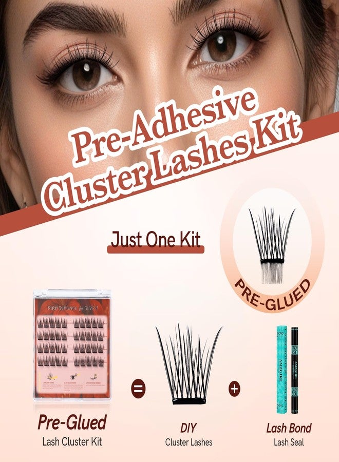 SIMER Self Adhesive Eyelashes Natural Wispy Clusters Press on Lash No Glue Needed Eyelash 10-12mm C Curl With Lash Tweezers Easy Apply on Lashes for Beginners (Lily Style) - Image 3