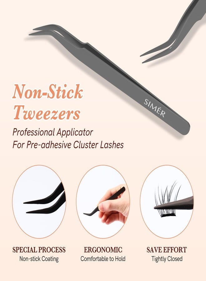 SIMER Self Adhesive Eyelashes Natural Wispy Clusters Press on Lash No Glue Needed Eyelash 10-12mm C Curl With Lash Tweezers Easy Apply on Lashes for Beginners (Lily Style) - Image 4