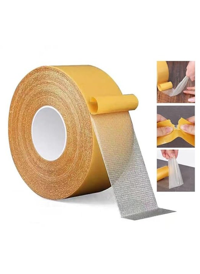 Double Sided Carpet Tape Heavy Duty 20mm × 10m (33FT), Transparent Cloth Mounting Tape, Residue Free, Rug Tape for Carpet & Floors - Image 1