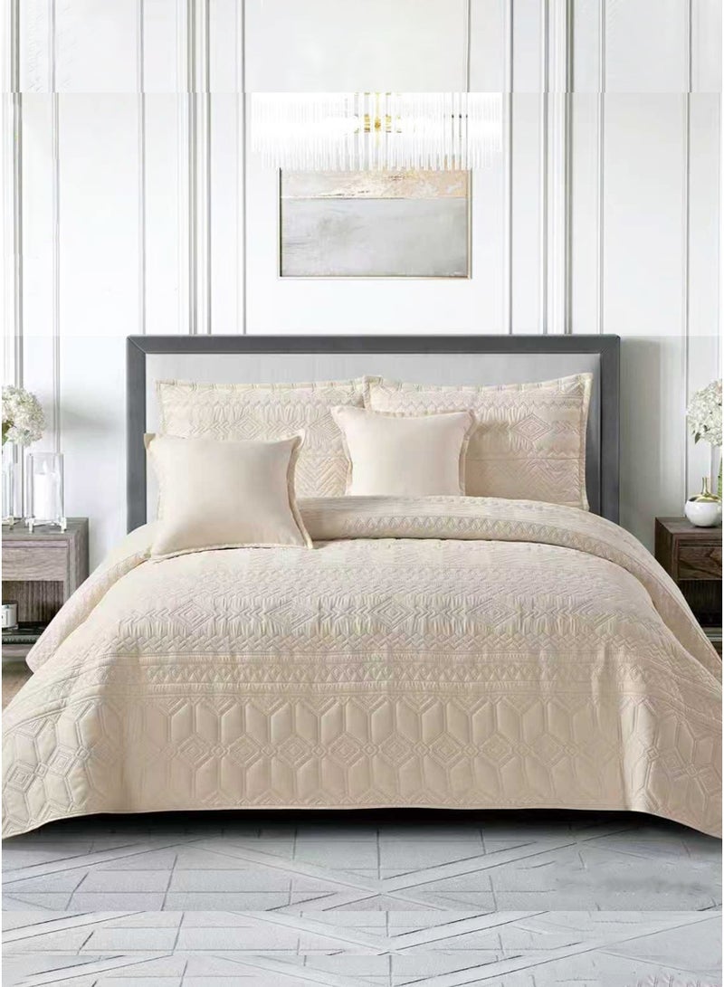 Miral Plain Compressed Double Bedspread Set – 6 Pieces – Quilted Duvet 220×240 cm with Fitted Sheet 200×200×30 cm - Image 2