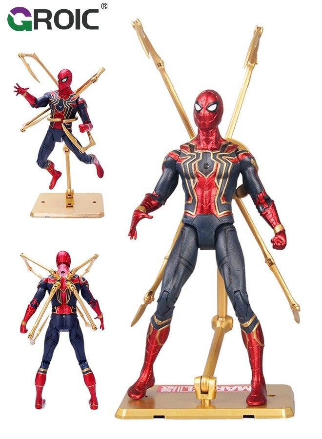 GROIC 7.5" Spider-Man Action Figure Marvel Super Hero Themed Figure Doll, Movable Toy Integrated Suit Action Figure, Avengers Marvel Upgrade Edition Home Office Decoration Flexible Model for Movie Game Fans - Image 1