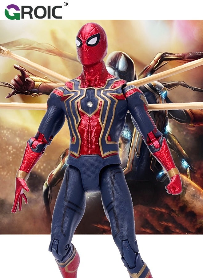 GROIC 7.5" Spider-Man Action Figure Marvel Super Hero Themed Figure Doll, Movable Toy Integrated Suit Action Figure, Avengers Marvel Upgrade Edition Home Office Decoration Flexible Model for Movie Game Fans - Image 2