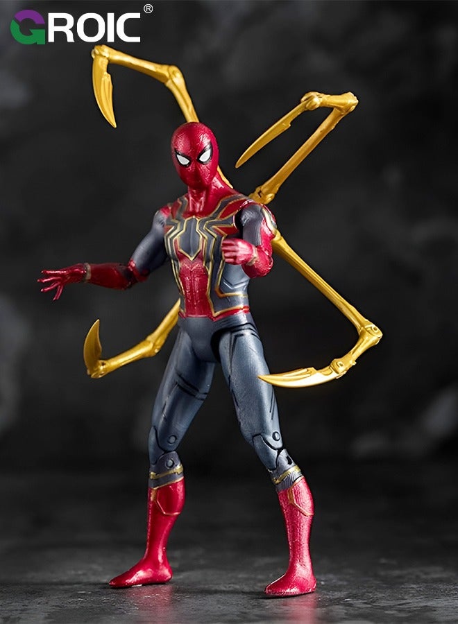GROIC 7.5" Spider-Man Action Figure Marvel Super Hero Themed Figure Doll, Movable Toy Integrated Suit Action Figure, Avengers Marvel Upgrade Edition Home Office Decoration Flexible Model for Movie Game Fans - Image 3