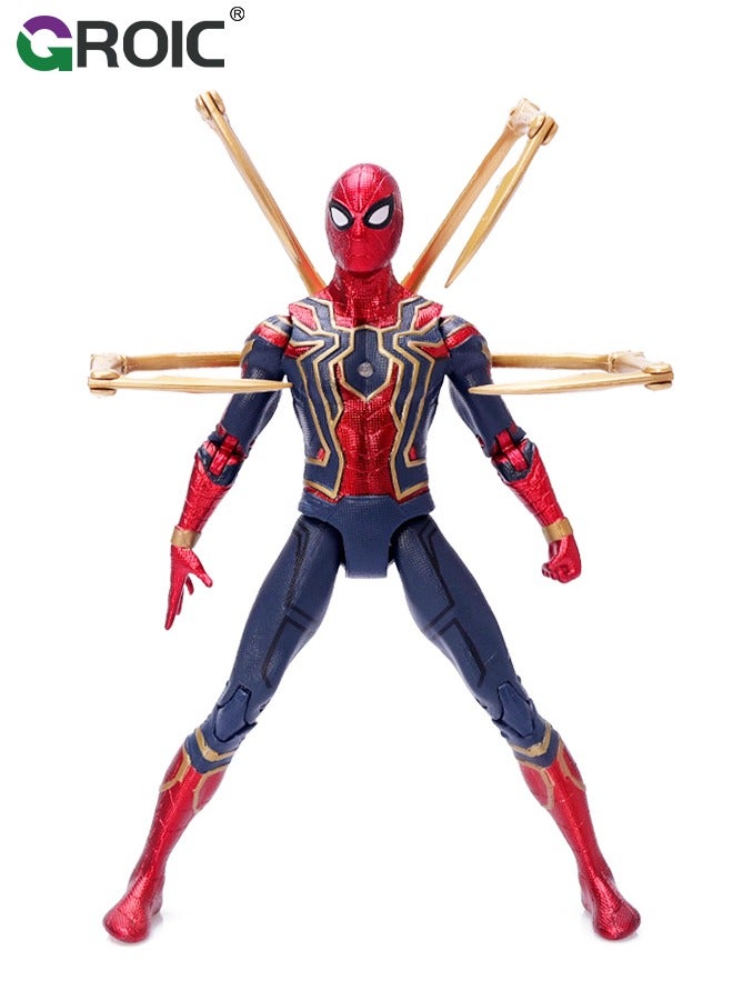 GROIC 7.5" Spider-Man Action Figure Marvel Super Hero Themed Figure Doll, Movable Toy Integrated Suit Action Figure, Avengers Marvel Upgrade Edition Home Office Decoration Flexible Model for Movie Game Fans - Image 5