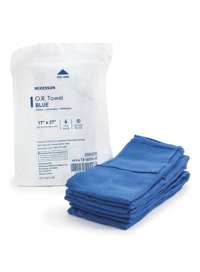 McKesson Operating Room Towels, Sterile, Disposable, Pre-Washed, Blue, 17 in x 27 in, 6 Towels, 1 Pack - Image 2