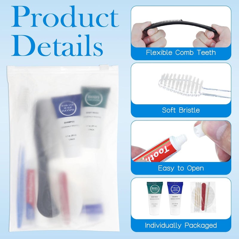 Zhjianup Toiletry Kits Travel Essentials Disposable Hygiene in Bulk, Trial Size Toiletries Supplies Individually Wrapped Traveling Personal Care Items, for Camping, Hotel, Homeless, Charity, 8-in-1 (40-Pack) - Image 3