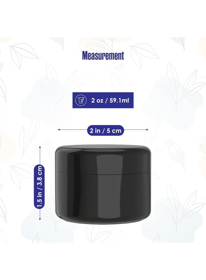 Houseables Black Jars With Lids, 2 Oz Jars With Lids, Cosmetic Jars, Cosmetic Containers With Lids, Body Butter Containers, Black Jar, Black Container, Small Jars, Lotion Jars, For Cream, Salve, Makeup, 24 Pack - Image 3