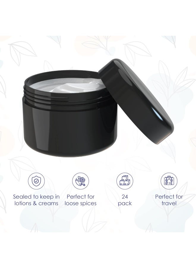 Houseables Black Jars With Lids, 2 Oz Jars With Lids, Cosmetic Jars, Cosmetic Containers With Lids, Body Butter Containers, Black Jar, Black Container, Small Jars, Lotion Jars, For Cream, Salve, Makeup, 24 Pack - Image 2