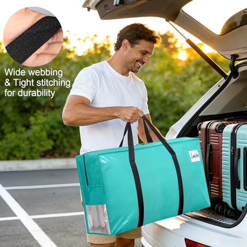 Besslly 3Pcs Extra Large Heavy Duty Moving Bags with Reinforced Zippers & Handles, 67L Waterproof Storage Tote Bag Bins Alternative to Box Moving Supplies Space Saving for Travel College Dorm Essentials Multi - Image 4