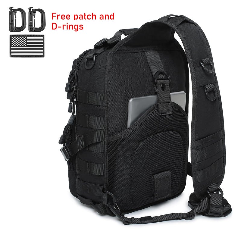 Lemubeane Tactical Sling Bag Backpack Military Rover Shoulder Sling Pack EDC Molle Range Bag Crossbody Chest Pack (Black) - Image 2
