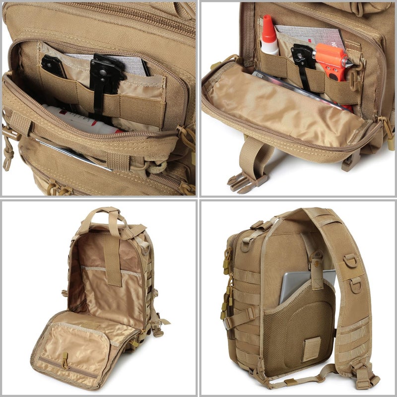 Lemubeane Tactical Sling Bag Backpack Military Rover Shoulder Sling Pack EDC Molle Range Bag Crossbody Chest Pack (Black) - Image 4