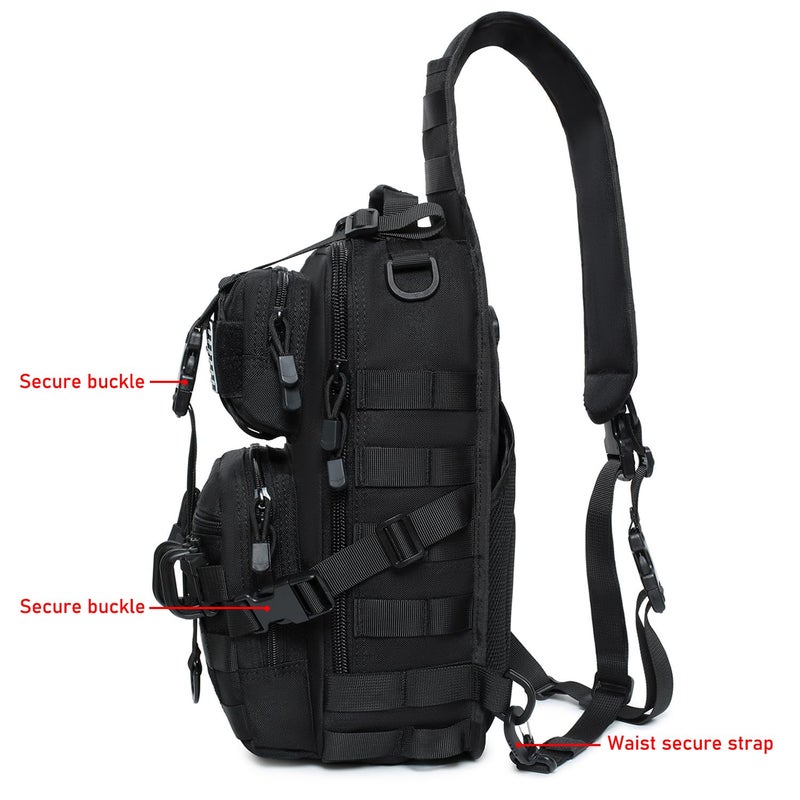 Lemubeane Tactical Sling Bag Backpack Military Rover Shoulder Sling Pack EDC Molle Range Bag Crossbody Chest Pack (Black) - Image 3