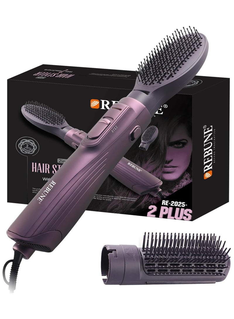 ريبون 1200W Hair Dryer Brush 4 In 1 Hot Air Styler Negative Ion Blow Dryer for Hair Styling Drying Volumizing Curling with Ion Care High-Speed Motor with 2 Attachments Purple - Image 1