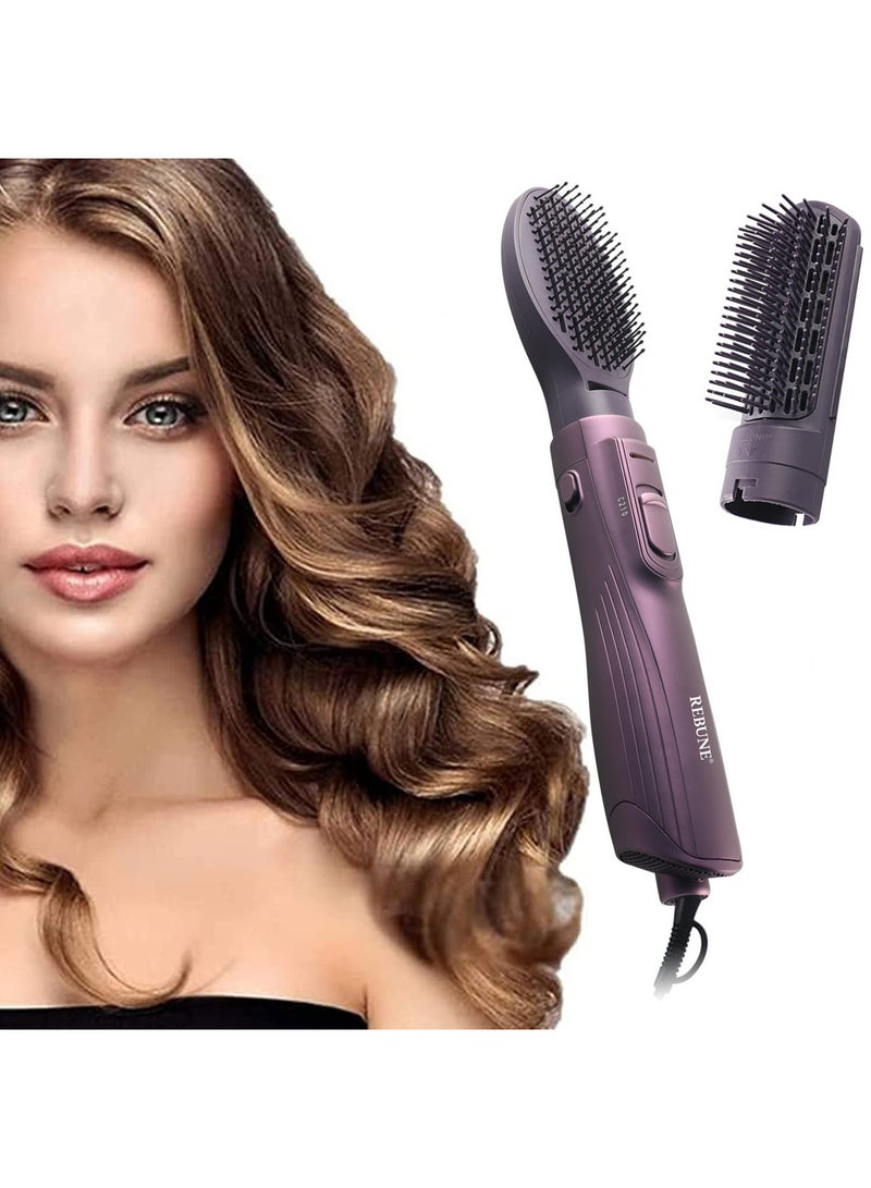 ريبون 1200W Hair Dryer Brush 4 In 1 Hot Air Styler Negative Ion Blow Dryer for Hair Styling Drying Volumizing Curling with Ion Care High-Speed Motor with 2 Attachments Purple - Image 2