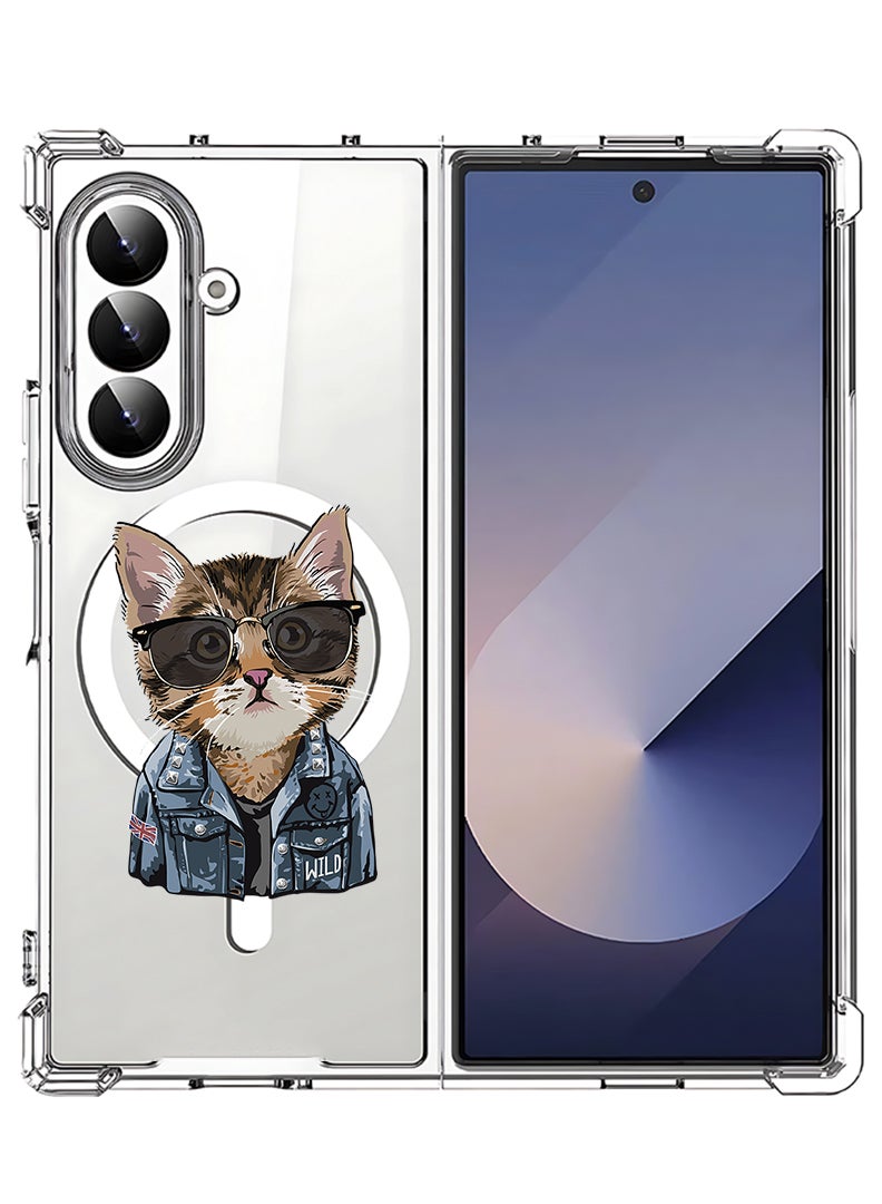 Theodor Magnetic Case for Samsung Galaxy Z Fold 7 Compatible with MagSafe Wireless Charging, Shockproof Phone Bumper Cover swag cat - Image 1