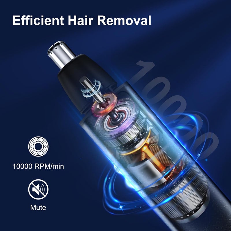 Nose Hair Trimmer for Men, Portable & Quiet Ear and Nose Hair Trimmer, 10000RPM Motor, Type-C USB Rechargeable, Waterproof Dual-Blade Groomer for Men & Women - Image 5
