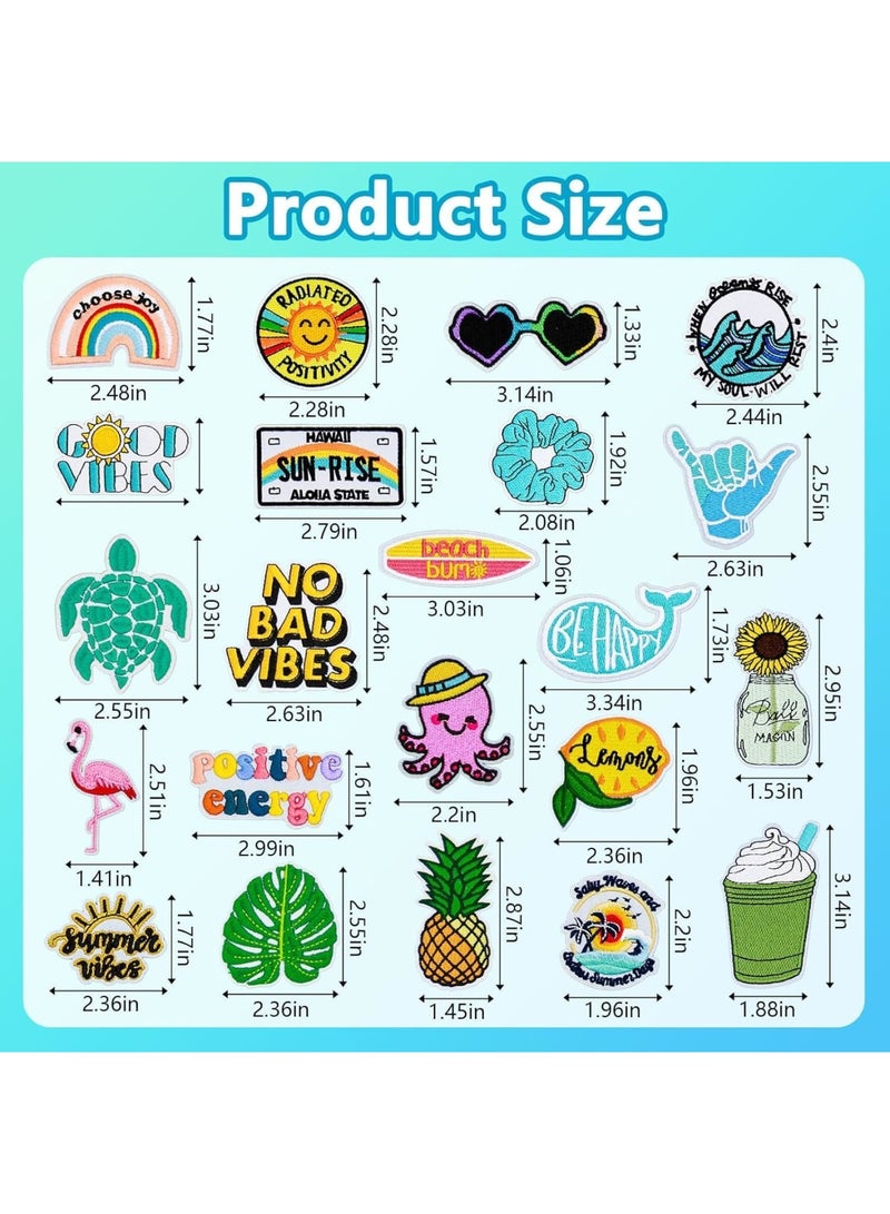 Excefore Embroidered Iron on Patch, 22Pcs Iron on Patches Vsco Vintage Embroidered Patches   Hawaiian Applique Patches for Clothing Backpacks Jeans Hats - Image 5
