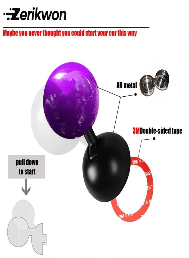 Zerikwon 𝟯𝗠 Tape | Car Joystick Push Start Button Cover, Metal Push to Start Accessories, Car Starter Engine Start Stop Button Cover, Cool Car Accessories Interior Decor Push to Start Button Rocker,（Purple） - Image 4