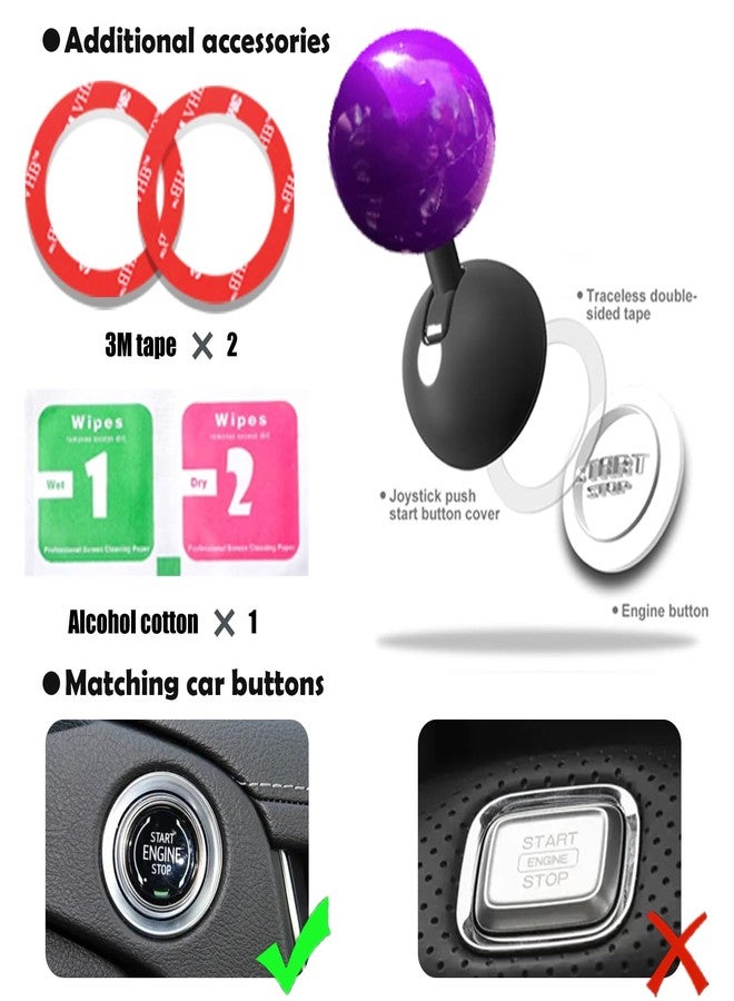 Zerikwon 𝟯𝗠 Tape | Car Joystick Push Start Button Cover, Metal Push to Start Accessories, Car Starter Engine Start Stop Button Cover, Cool Car Accessories Interior Decor Push to Start Button Rocker,（Purple） - Image 5
