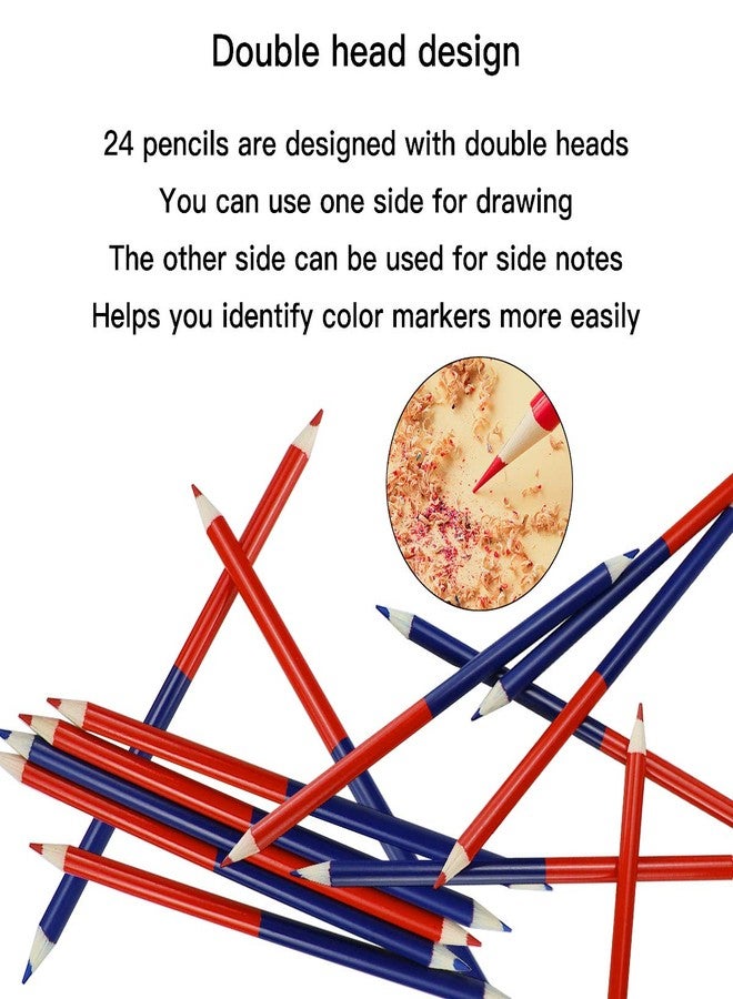YOLUFER Checking Pencils Red and Blue Erasable Pencils Pre-Sharpened #2 HB for Checking Map Coloring Tests Grading (24 Pieces) - Image 4