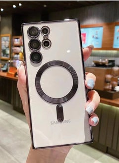 غطاء جراب أسود لهاتف سامسونج جالاكسي S24 الترا مع دعم شاحن Magsafe شحن رقيق مقاوم للصدمات حماية كاملة تصفيح مضاد للخدش سليم جراب جراب رقيق