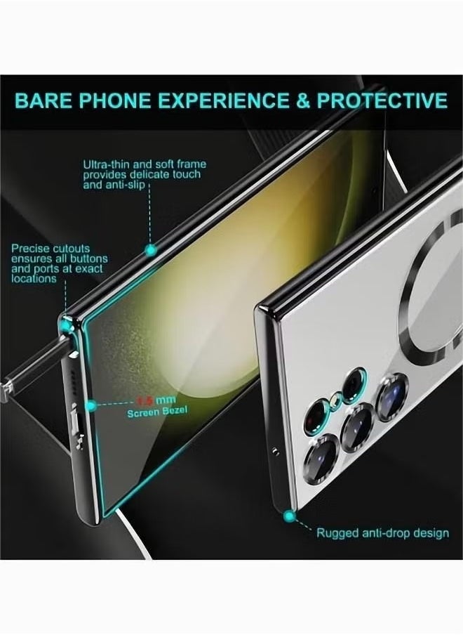 ماركة غير محددة - غطاء جراب أسود لهاتف سامسونج جالاكسي S24 الترا مع دعم شاحن Magsafe شحن رقيق مقاوم للصدمات حماية كاملة تصفيح مضاد للخدش سليم جراب جراب رقيق - Image 1