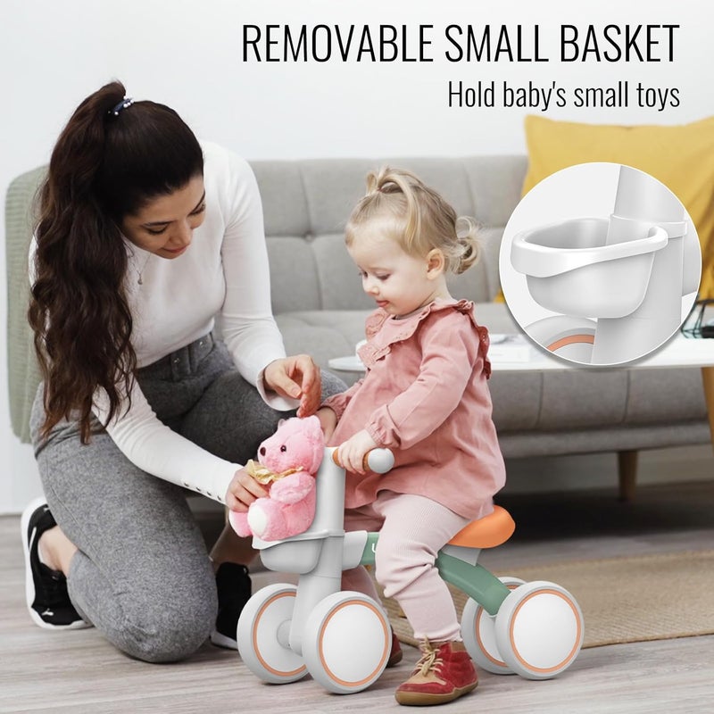 Umatoll 1 Year Old Child's Balance Bicycle with Basket, 12-24 Months Children's Bicycle with Basket, Bike Toy for Toddlers Baby, First Birthday Gift - Image 3