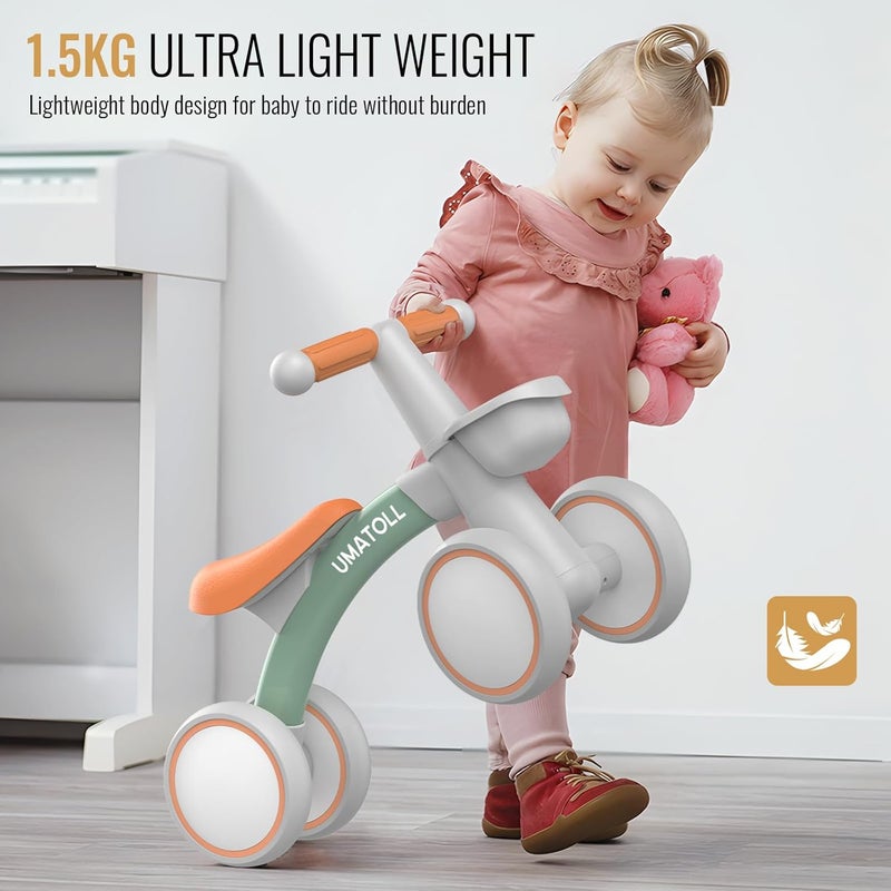 Umatoll 1 Year Old Child's Balance Bicycle with Basket, 12-24 Months Children's Bicycle with Basket, Bike Toy for Toddlers Baby, First Birthday Gift - Image 5