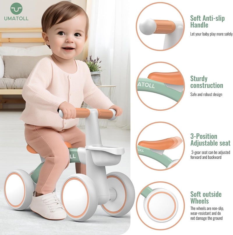 Umatoll 1 Year Old Child's Balance Bicycle with Basket, 12-24 Months Children's Bicycle with Basket, Bike Toy for Toddlers Baby, First Birthday Gift - Image 2
