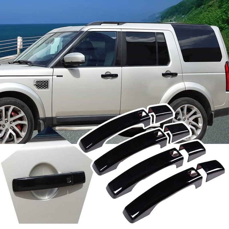 YUECHI Gloss Black Door Handle Cover Trim for Land Rover Range Rover Sport 2010-2013 / Discovery 4 LR4 2009-2016 with 4 Smart Keyhole