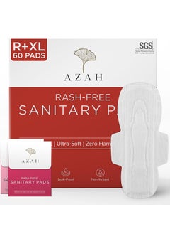 AZAH Sanitary Pads for Women (30 Reg + 30 XL) [Pack of 60] 100% Rash-Free sanitary napkins | 3x More Absorption, Cottony Soft and Dry Top Cover for heavy Flow | Leak-Proof | With Disposable Bag - pzsku/ZD8C5F0E6CF2C2BE5C8C0Z/45/_/1740030626/6dd6653a-5e89-4153-8fde-fd2d554486de