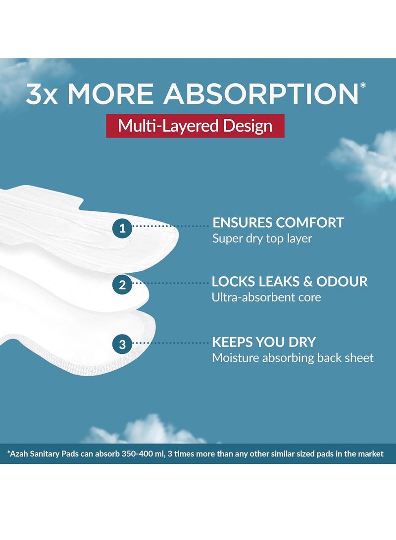 AZAH AZAH Sanitary Pads for Women (30 Reg + 30 XL) [Pack of 60] 100% Rash-Free sanitary napkins | 3x More Absorption, Cottony Soft and Dry Top Cover for heavy Flow | Leak-Proof | With Disposable Bag - Image 2