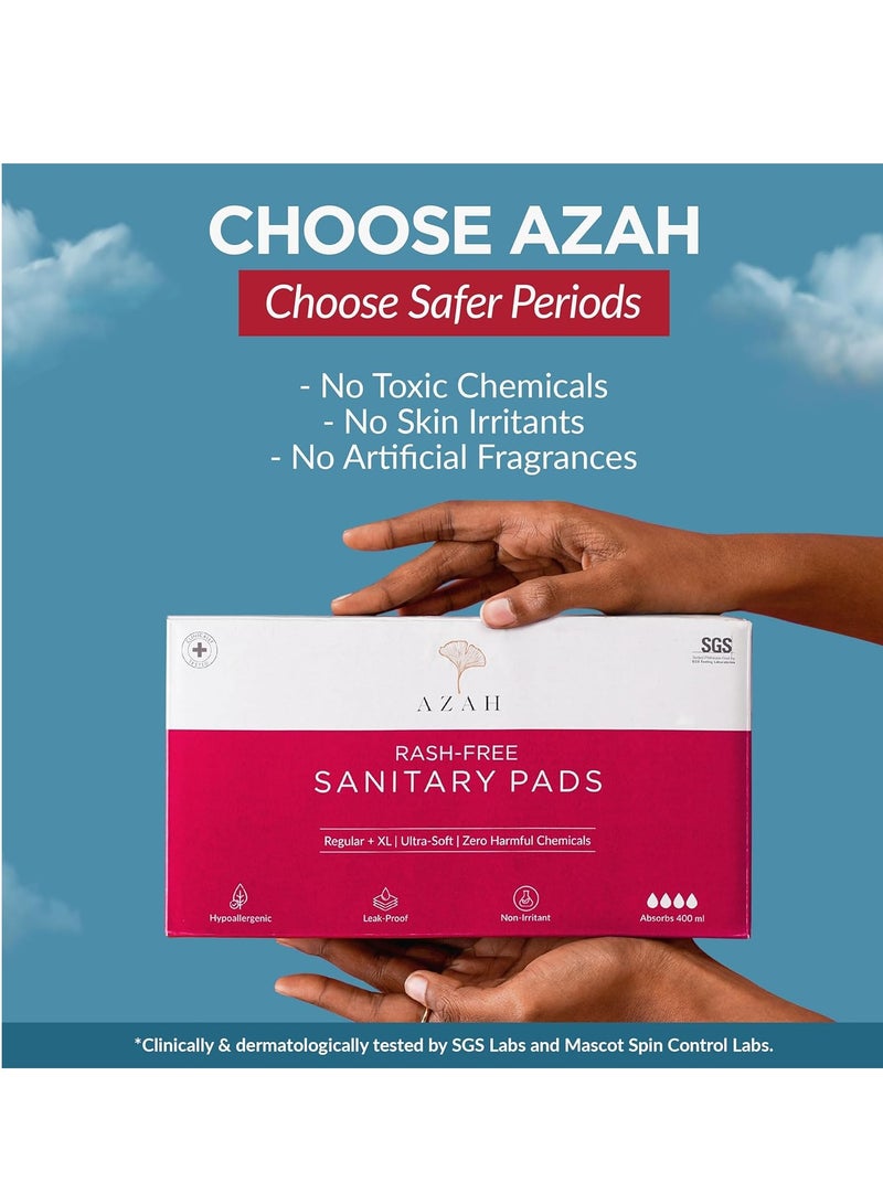 AZAH AZAH Sanitary Pads for Women (30 Reg + 30 XL) [Pack of 60] 100% Rash-Free sanitary napkins | 3x More Absorption, Cottony Soft and Dry Top Cover for heavy Flow | Leak-Proof | With Disposable Bag - Image 5