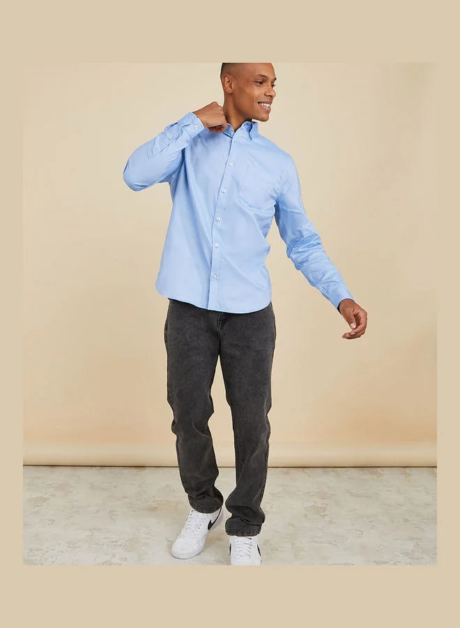 Styli Button-Down Collar Oxford Slim Fit Shirt