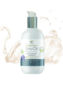 Australian Emu Oil w/Lavender Essential Oil- 200 ml Bottle- Moisturizer for Skin, Hair, Nails, and Scalp