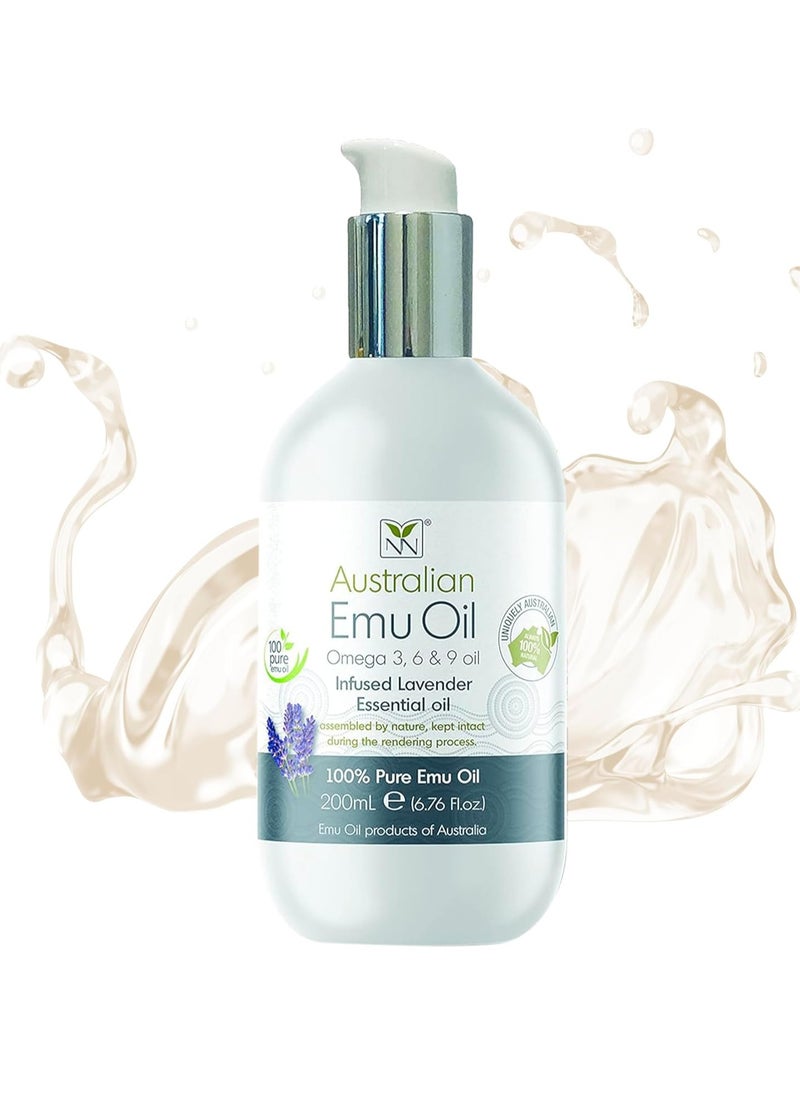 YNN Y-Not-Natural - Australian Emu Oil w/Lavender Essential Oil- 200 ml Bottle- Moisturizer for Skin, Hair, Nails, and Scalp - Image 1