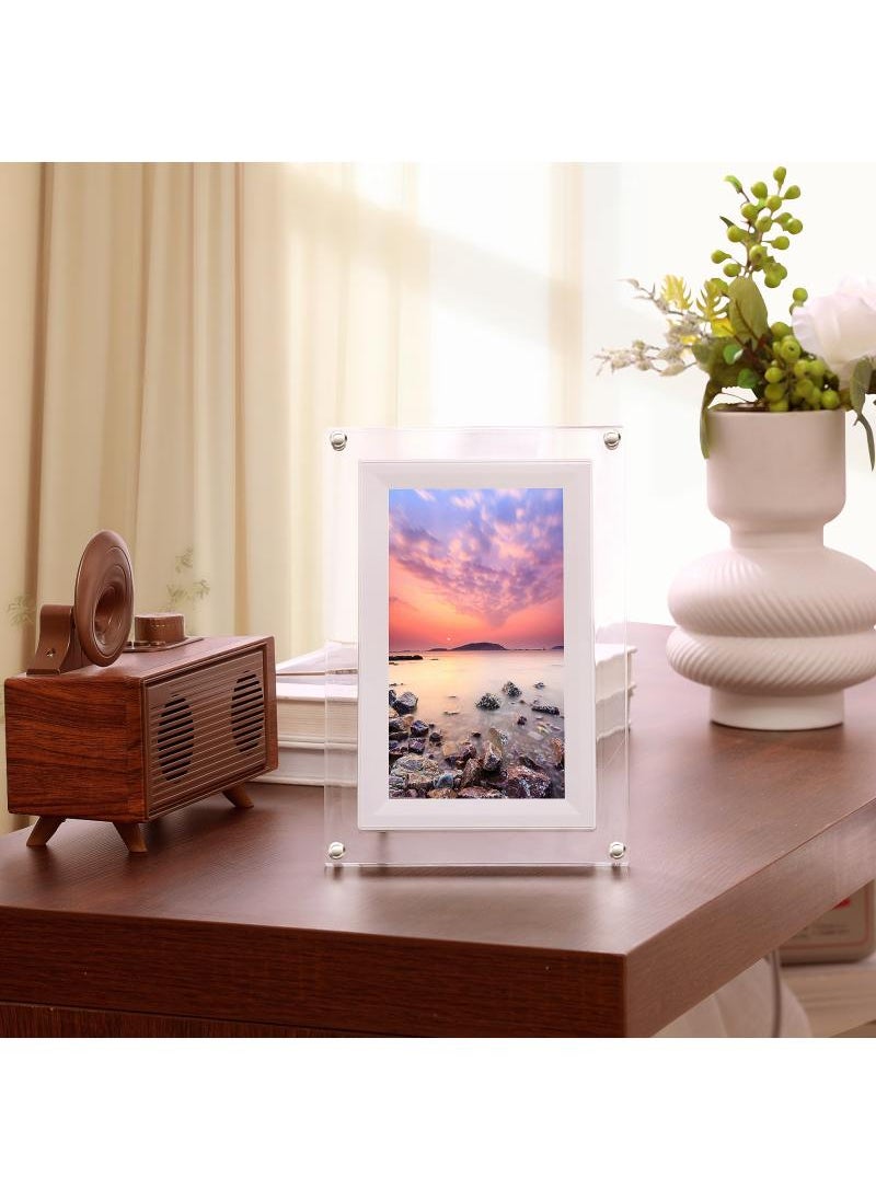 Bluejw - 7 Inch Digital Picture Frame Acrylic Video Frame Digital Photo Frame With Memory 2000Mah Built In Battery Auto-Rotate Slideshow Easy Setup Perfect For Heartfelt Gifts Birthday Gifts Hoilday Gifts - Image 1
