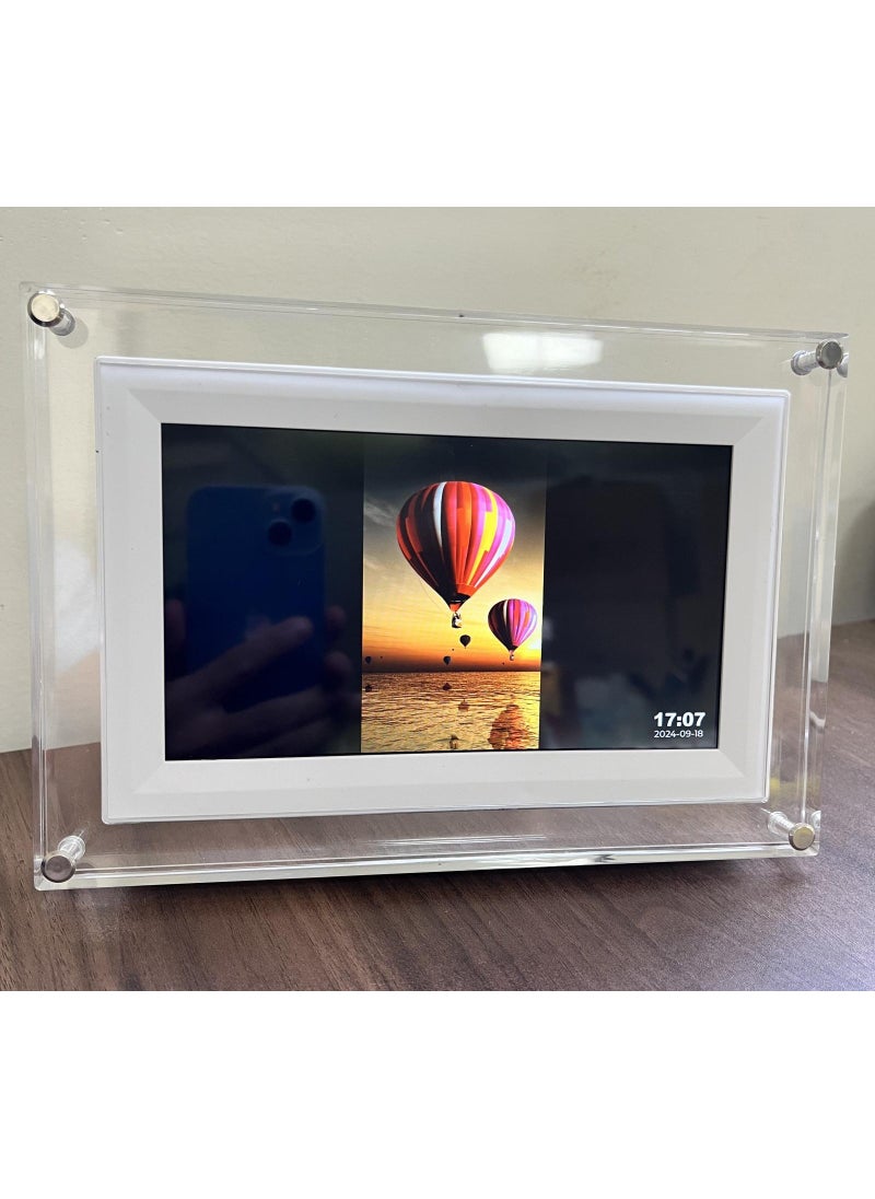 Bluejw - 7 Inch Digital Picture Frame Acrylic Video Frame Digital Photo Frame With Memory 2000Mah Built In Battery Auto-Rotate Slideshow Easy Setup Perfect For Heartfelt Gifts Birthday Gifts Hoilday Gifts - Image 1